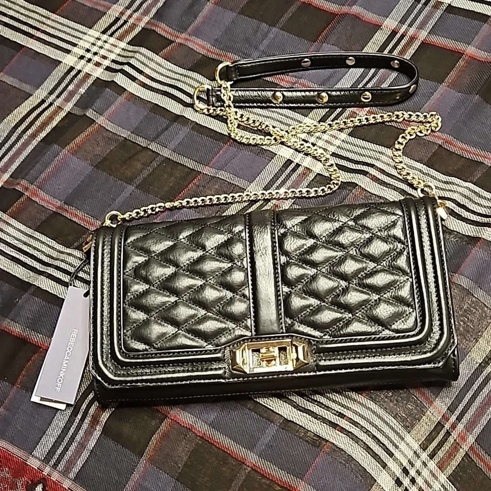 💕REBECCA MINKOFF💕 Black Quilted Love Clutch NWT